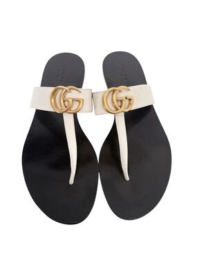 GUCCI Marmont GG Thong Sandals in Mystic White 39/8